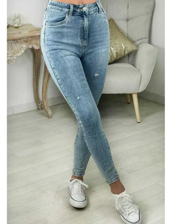 My Look Féminin jeans bleu délavé "used" Fashion