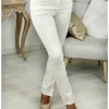 My Look Féminin jeans écru droit et fendu Hot
