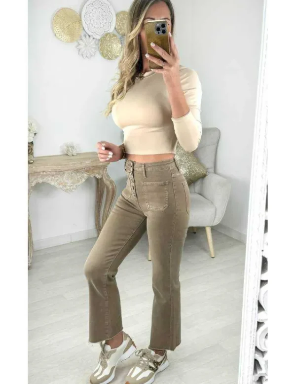 My Look Féminin Jeans droit taupe Fashion