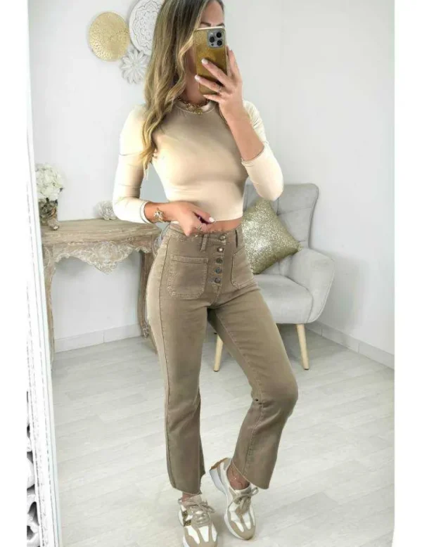 My Look Féminin Jeans droit taupe Fashion