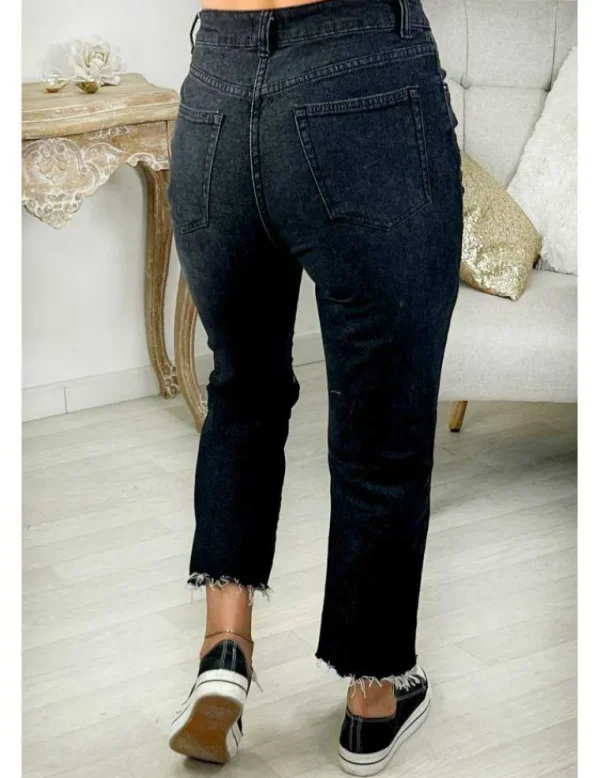 My Look Féminin jeans noir délavé cropped New