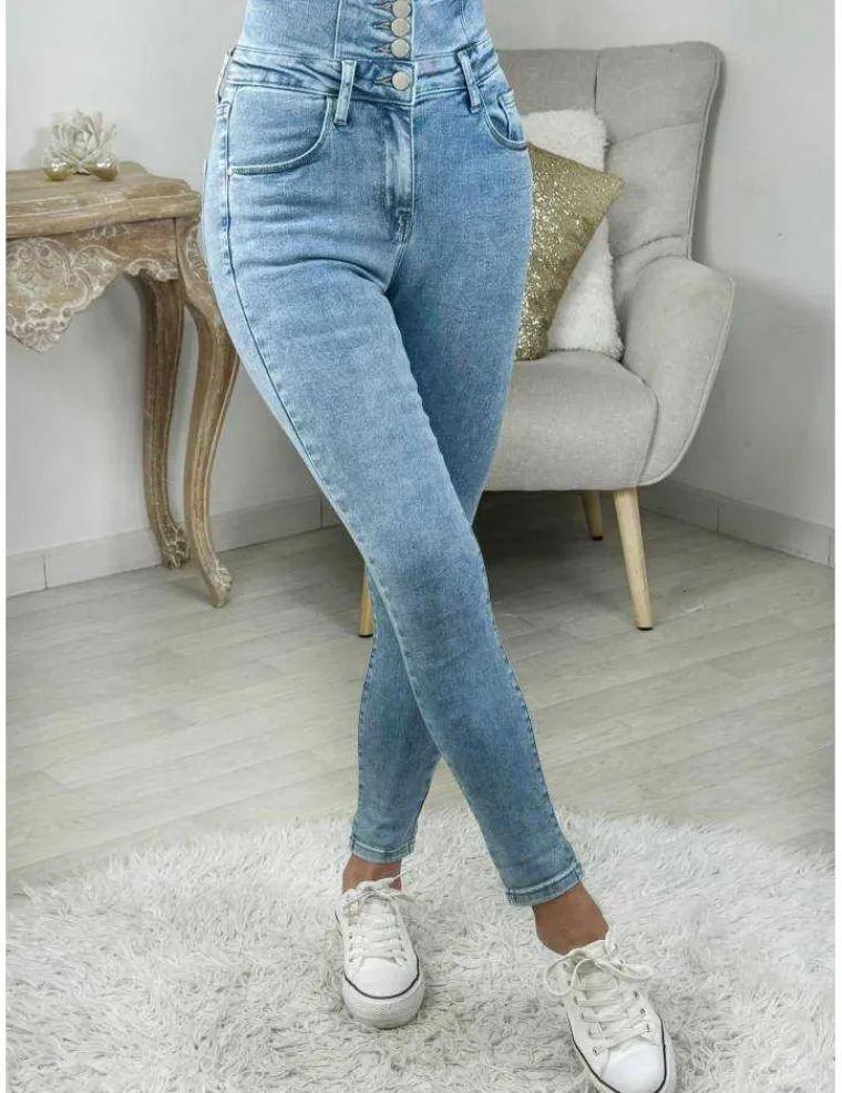 jeans_slim_bleu_ciel_tail_0.webp My Look Féminin jeans slim bleu ciel taille haute boutonné Fashion