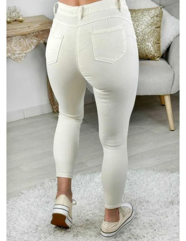 My Look Féminin jeans slim push-up blanc cassé Fashion