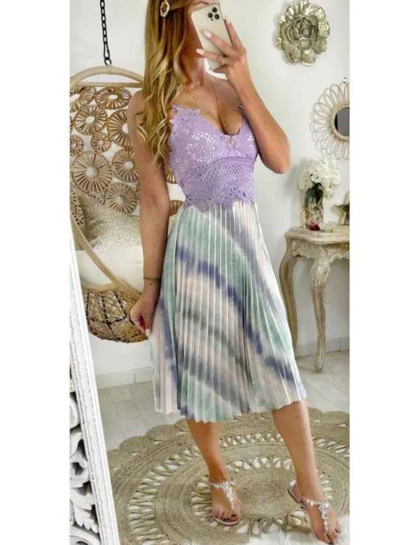 My Look Féminin Jolie jupe plissée pastel " Tie and Dye" Online