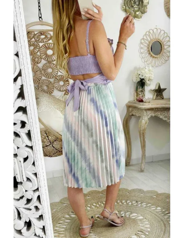 My Look Féminin Jolie jupe plissée pastel " Tie and Dye" Online