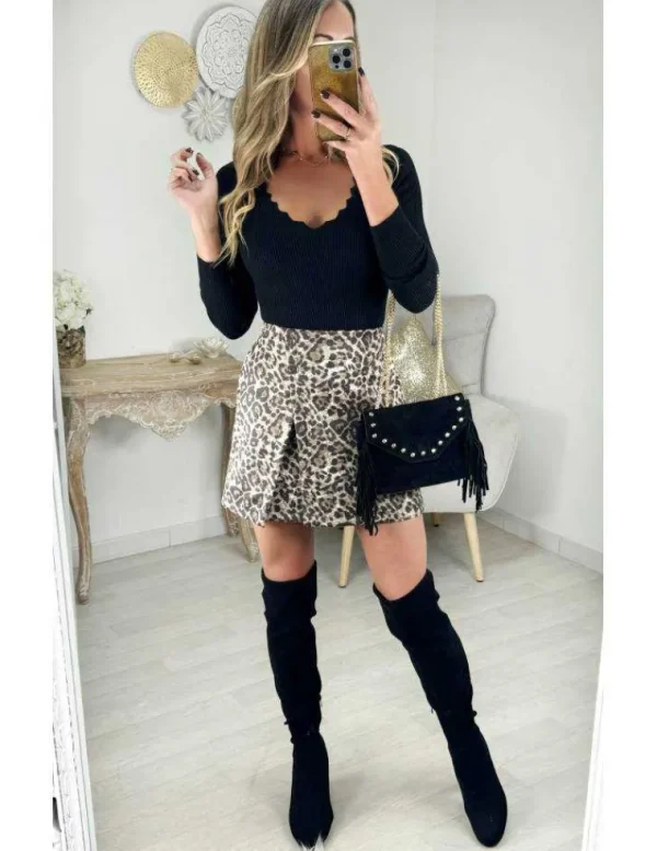 My Look Féminin Jupe effet portefeuille motifs "léo" Sale