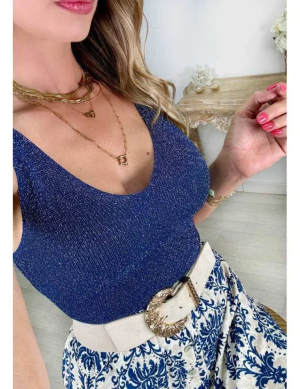 My Look Féminin jupe fluide & fendue motifs bleus Best