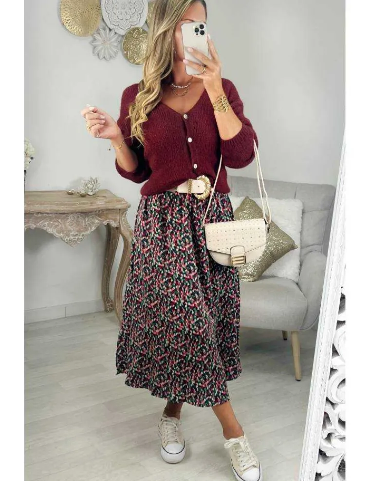 jupe_longue_imprim_vert_e_0.webp My Look Féminin Jupe longue imprimé vert et rose Clearance