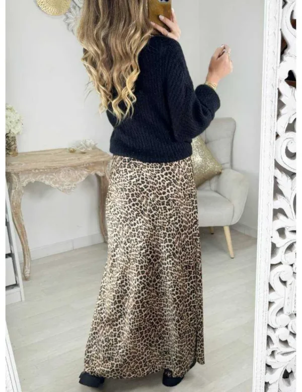 My Look Féminin Jupe longue satiné motifs "léo" Hot