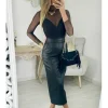 My Look Féminin Jupe longue style cuir noir Online