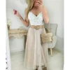 My Look Féminin jupe mi-longue en tulle beige Hot