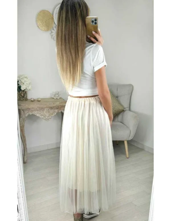 My Look Féminin jupe mi-longue en tulle blanc cassé Fashion