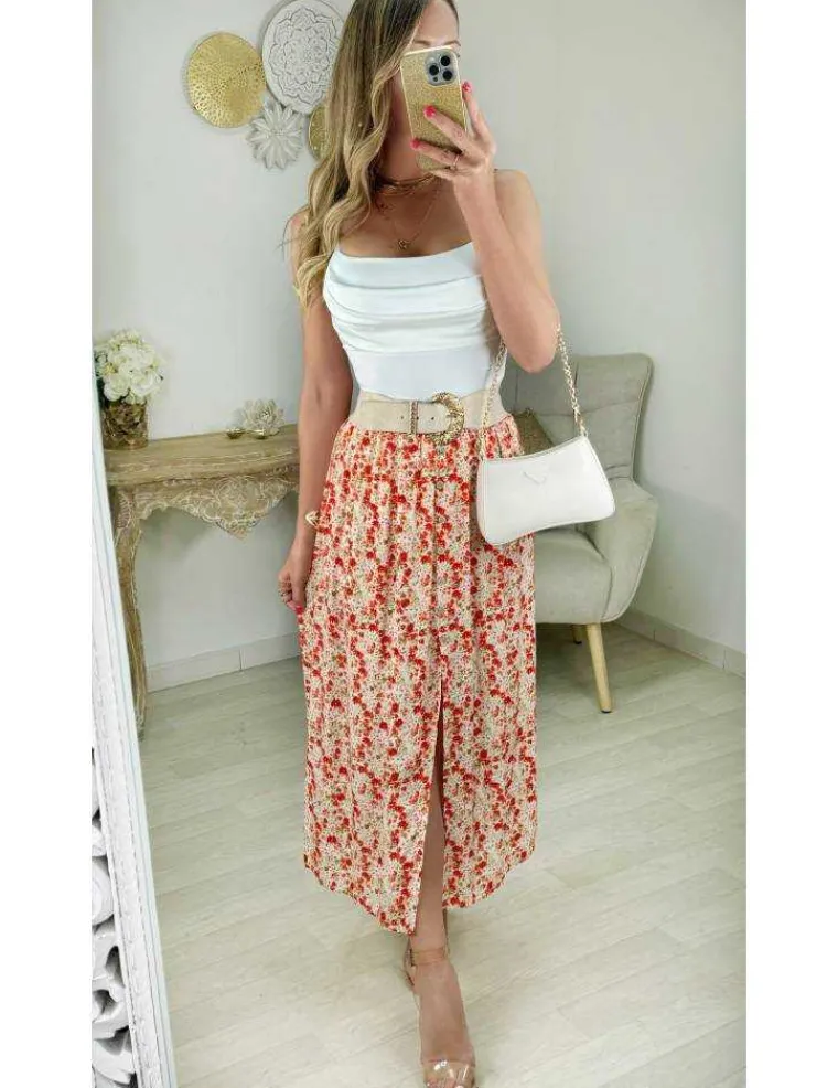 jupe_milongue_fleurie_rou_0.webp My Look Féminin jupe mi-longue fleurie rouge & fendue Fashion
