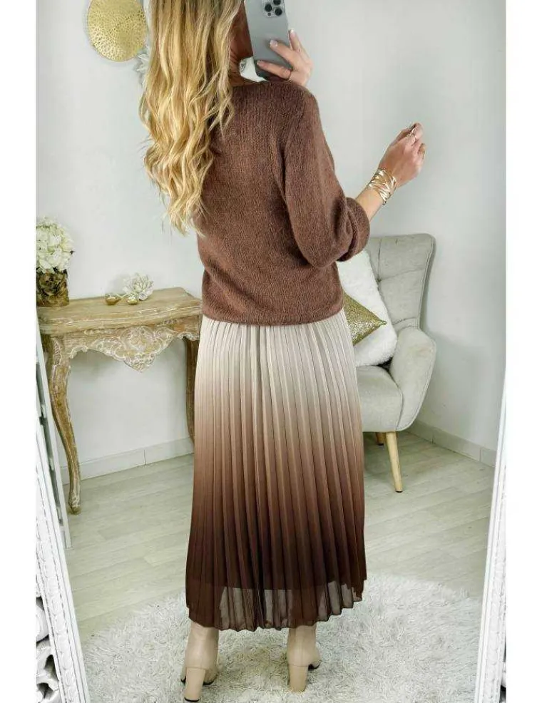 jupe_plisse_choco_dgrade_2.webp My Look Féminin jupe plissée choco dégradée Fashion