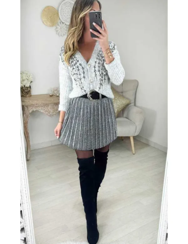My Look Féminin Jupe plissée silver scintillante Clearance