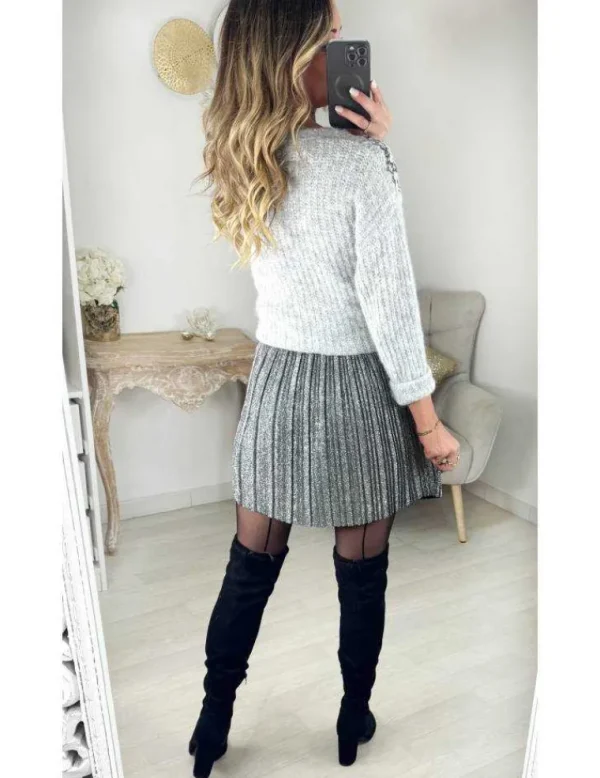 My Look Féminin Jupe plissée silver scintillante Clearance