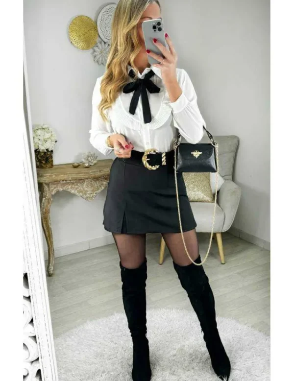My Look Féminin jupe short noire fendue Discount