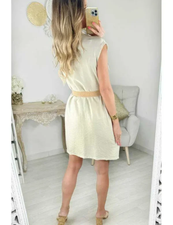 My Look Féminin jupe style lin beige & sa ceinture Best