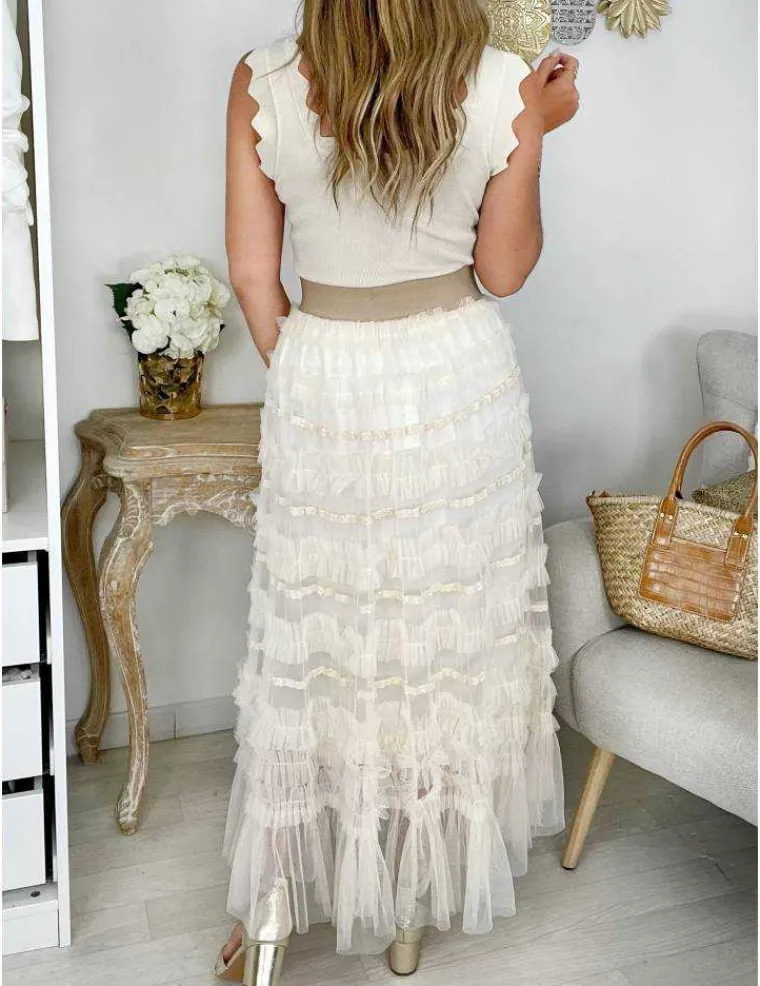 jupon_beige_tulle_et_frou_2.webp My Look Féminin jupon beige tulle et froufrou Sale