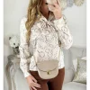 My Look Féminin Ma blouse beige imprimé couture "col lavallière" New