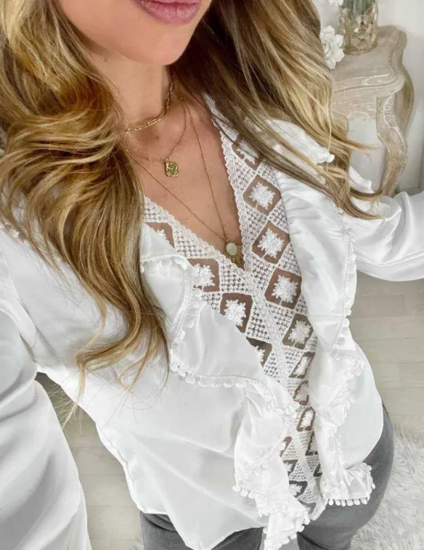 My Look Féminin Ma blouse petits volants et brodée "White" Fashion
