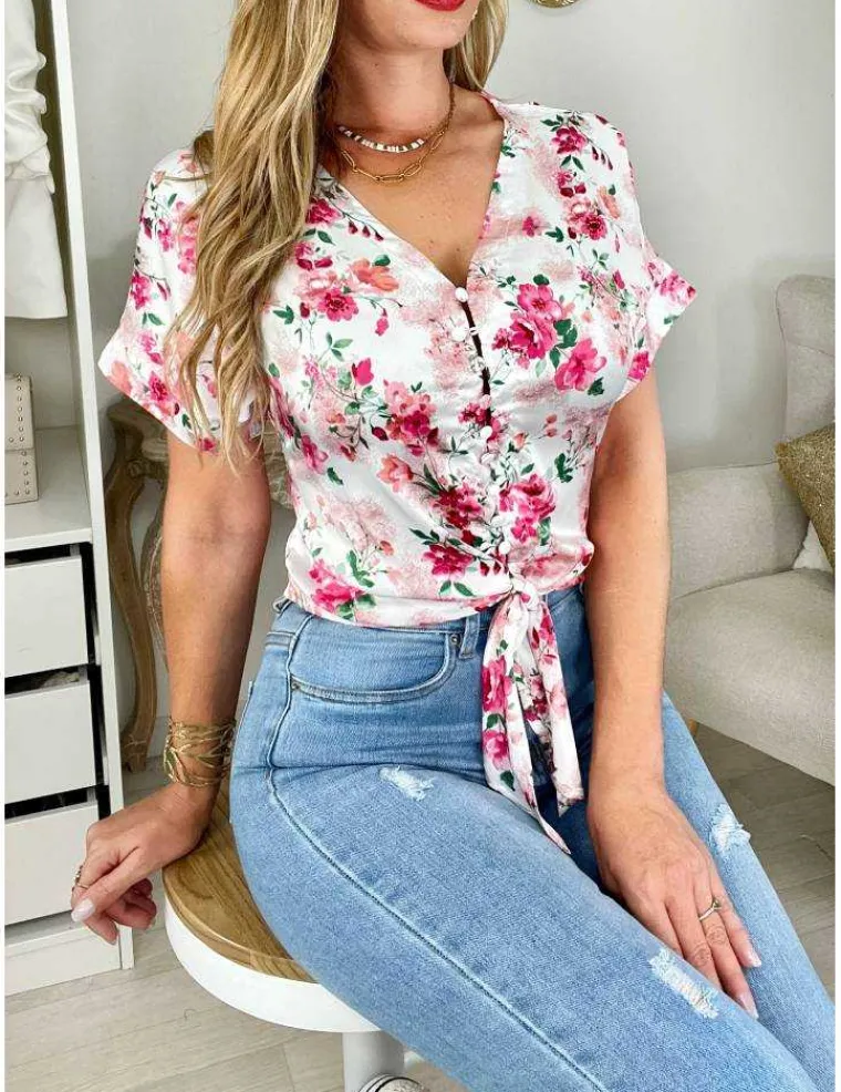 ma_blouse_satine_motif_et_0.webp My Look Féminin Ma blouse satinée motif et nouée Best