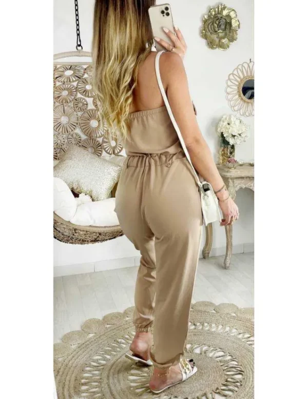 My Look Féminin Ma combi pantalon bustier fluide beige et pantalon resserré Clearance