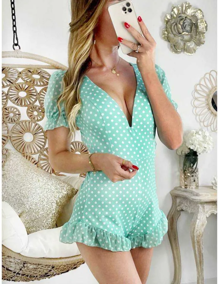ma_combi_short_green_amp__0.webp My Look Féminin Ma combi short Green & pois "joli col Vet bas volants" New