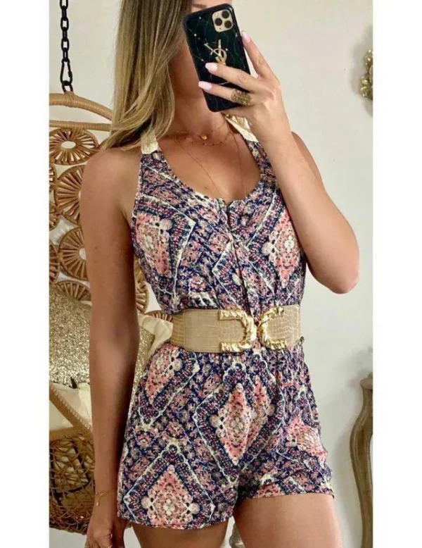 My Look Féminin Ma combi-short Rose ethnique "dos crochet" New