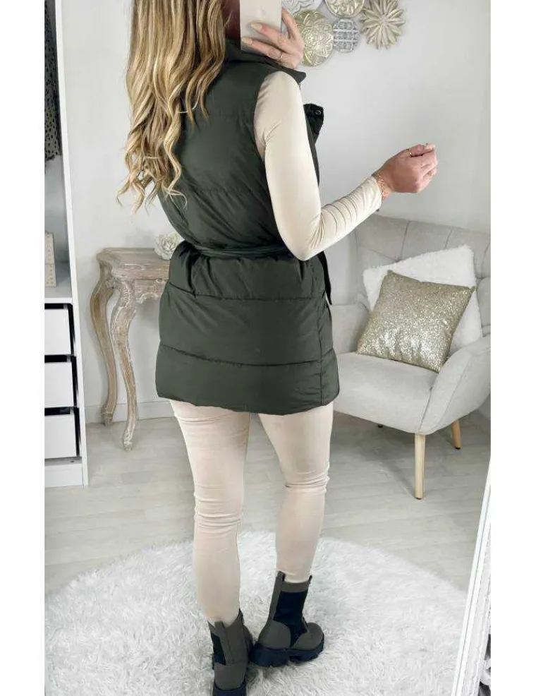 ma_doudoune_mi_longue_san_2.webp My Look Féminin Ma doudoune mi longue sans manches kaki Clearance