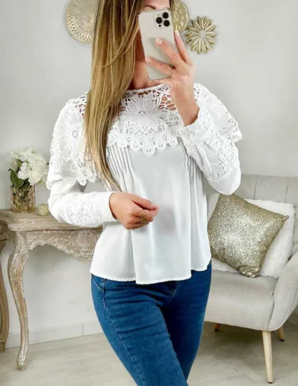 My Look Féminin Ma jolie blouse blanche " épaules & poignets brodés" Hot