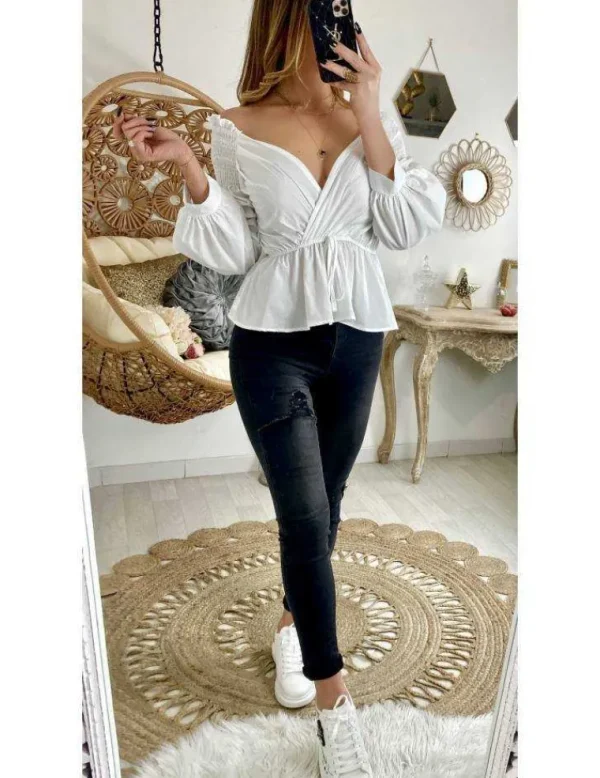 My Look Féminin Ma jolie blouse blanche "cache coeur" Clearance