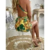 My Look Féminin Ma jolie combi-short moutarde "imprimé et dos croisé" Discount