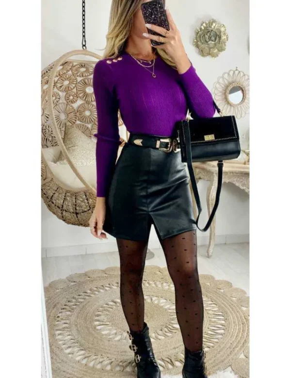 My Look Féminin Ma jolie jupe black "style cuir fendue" Fashion