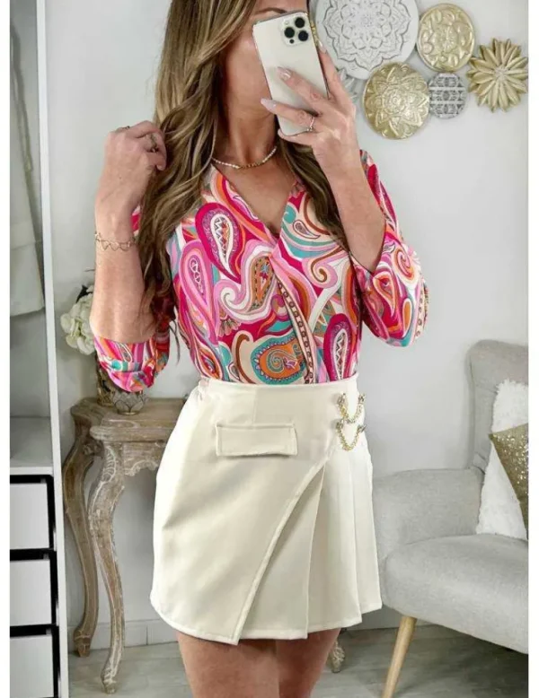 My Look Féminin Ma jolie jupe effet portefeuille "cream and Chains" Fashion