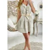My Look Féminin Ma jolie robe beige et sa ceinture "petits volants" New