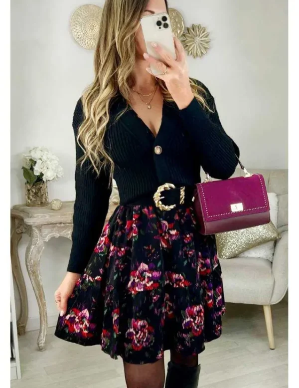 My Look Féminin Ma jolie robe col V "blurry flowers" Fashion