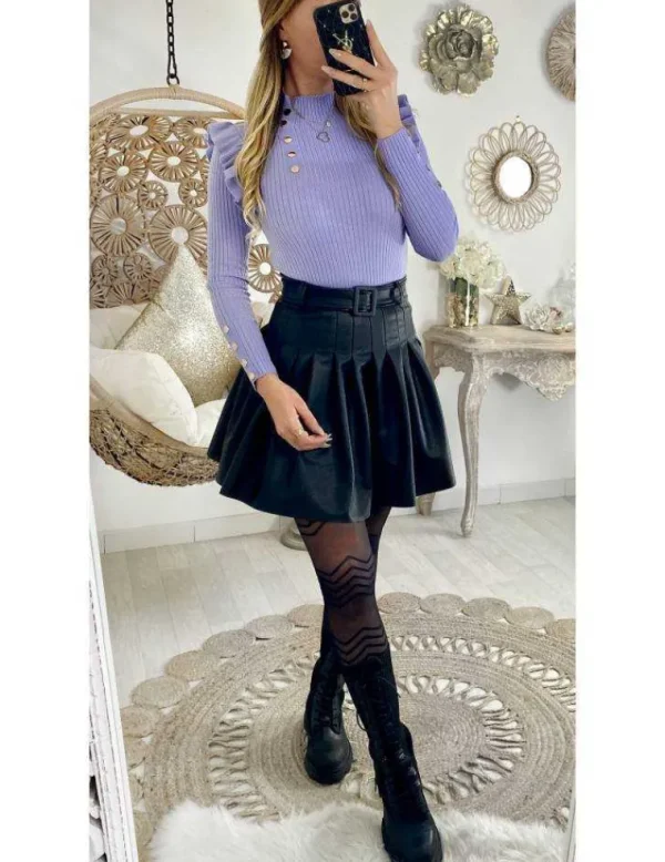 My Look Féminin Ma jupe black style cuir et sa ceinture Hot