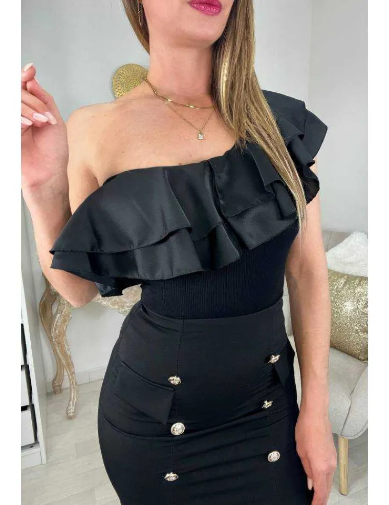 ma_jupe_crayon_noire_fend_2.webp My Look Féminin Ma jupe crayon noire fendue " boutons dorés" Sale