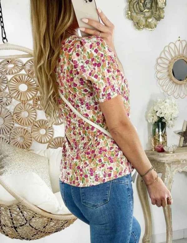 My Look Féminin Ma petite blouse fleurie et boutonnée "épaules froncées" Sale