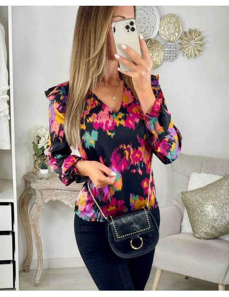 ma_petite_blouse_paules_v_0.webp My Look Féminin Ma petite blouse épaules volants "blurred flowers" Hot
