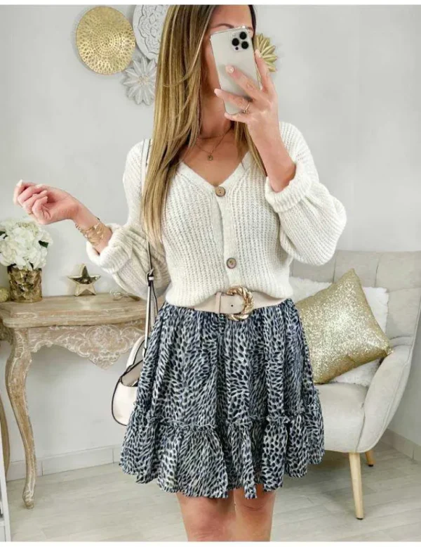 My Look Féminin Ma petite jupe à volants "Blue & black print" New