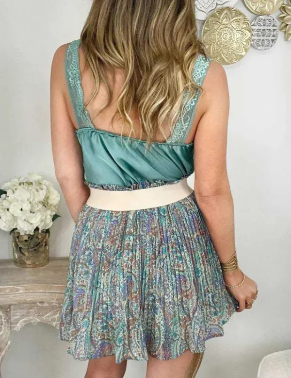 My Look Féminin Ma petite jupe plissée vert d'eau "Cachemire" Clearance
