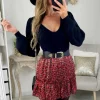 My Look Féminin Ma petite jupe volants & liserés gold "Red flowers" Best