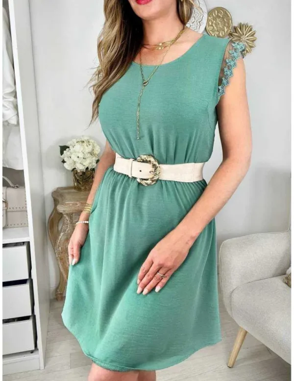 My Look Féminin Ma petite robe verte "épaules dentelle" Hot