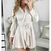 My Look Féminin Ma robe cache coeur et satinée "beige nude" Discount