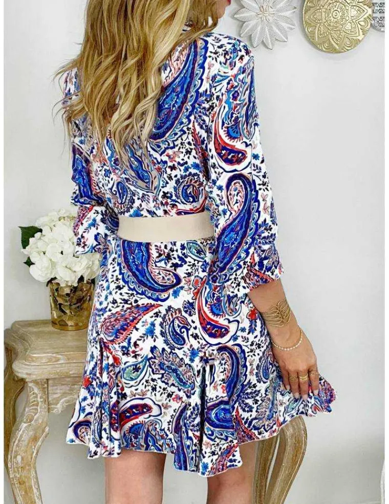 ma_robe_effet_patineuse_e_2.webp My Look Féminin Ma robe effet patineuse et boutonnée " blue cachemire" Online