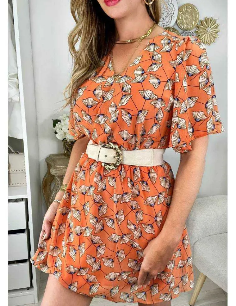 ma_robe_en_voilage_et_sa__2.webp My Look Féminin Ma robe en voilage et sa ceinture "orange & flowers" Online