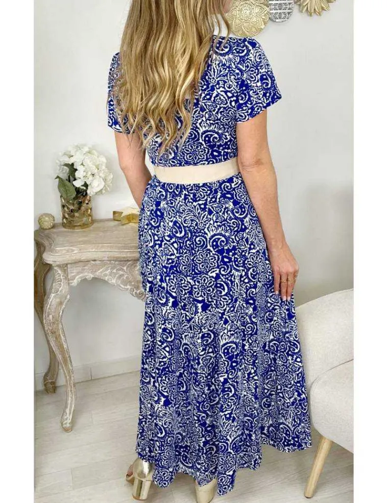 ma_robe_longue_boutonne_a_1.webp My Look Féminin Ma robe longue boutonnée & fendue "blue print" Sale