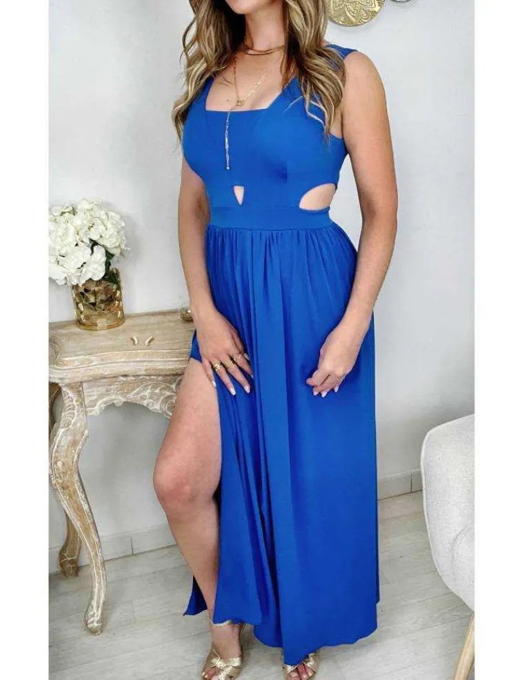 ma_robe_longue_col_carr_b_0.webp My Look Féminin Ma robe longue col carré bleu roi "cut out" Fashion